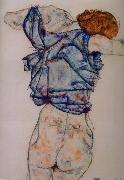 Egon Schiele kvinna under avkladning painting